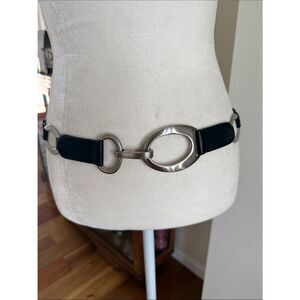 Sandy Duftler leather/elastic fabric belt